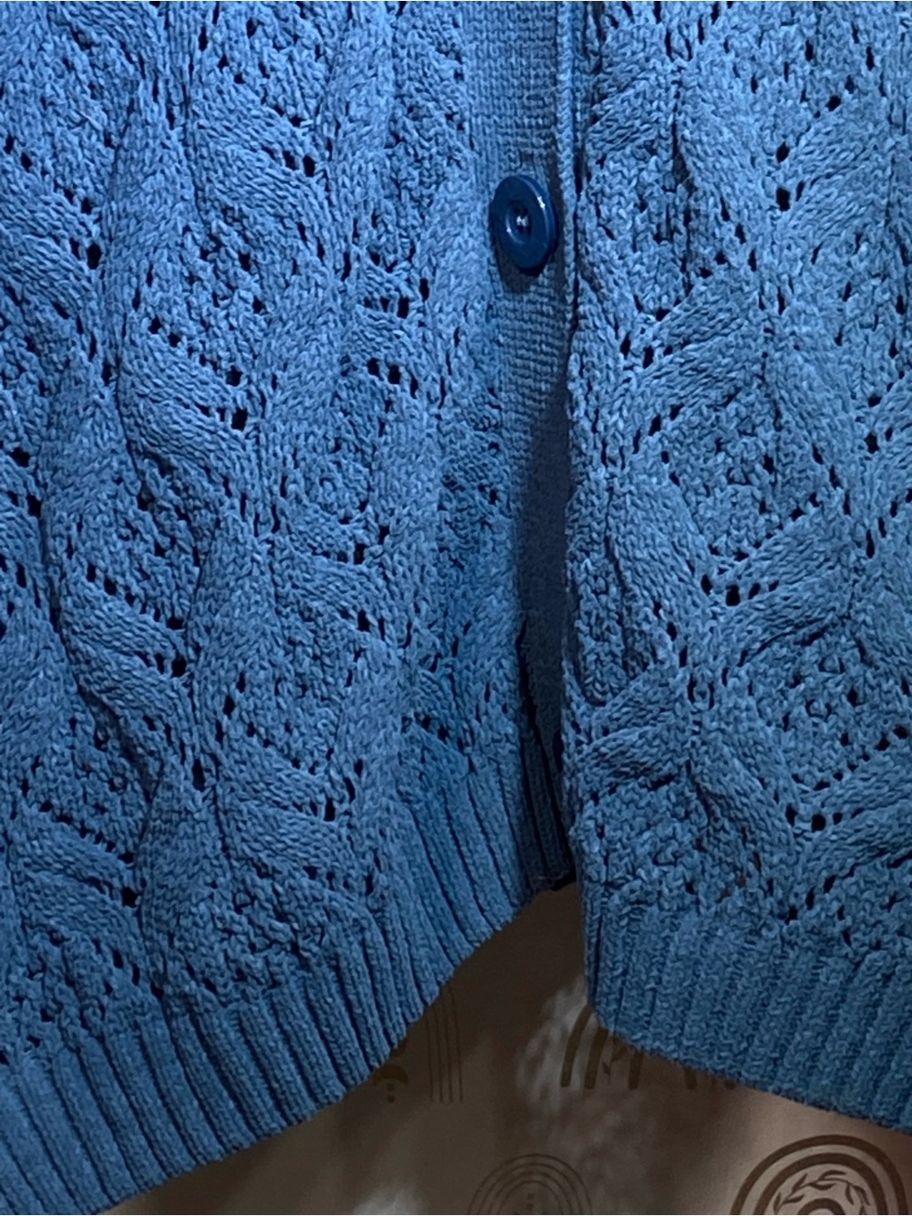 Textured Navy V-Neck Button Cardigan - Women's - Picture 2 of 7